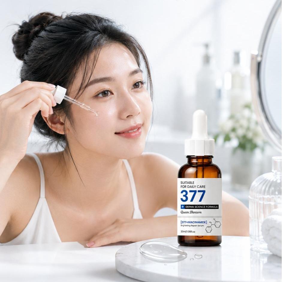 Model applying Danzern 377 serum with the dropper