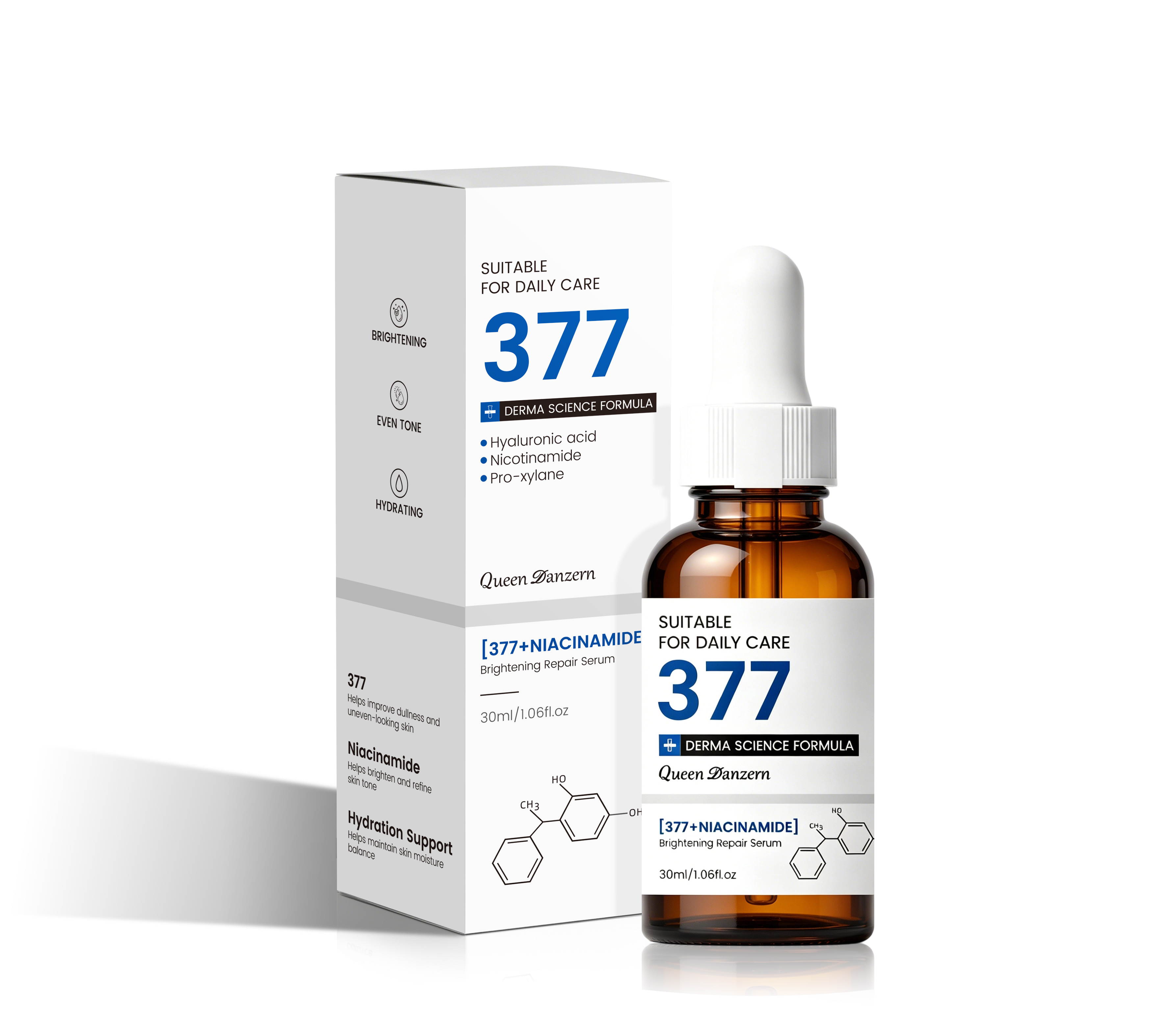 Danzern 377 brightening serum with falling petals and water ripples
